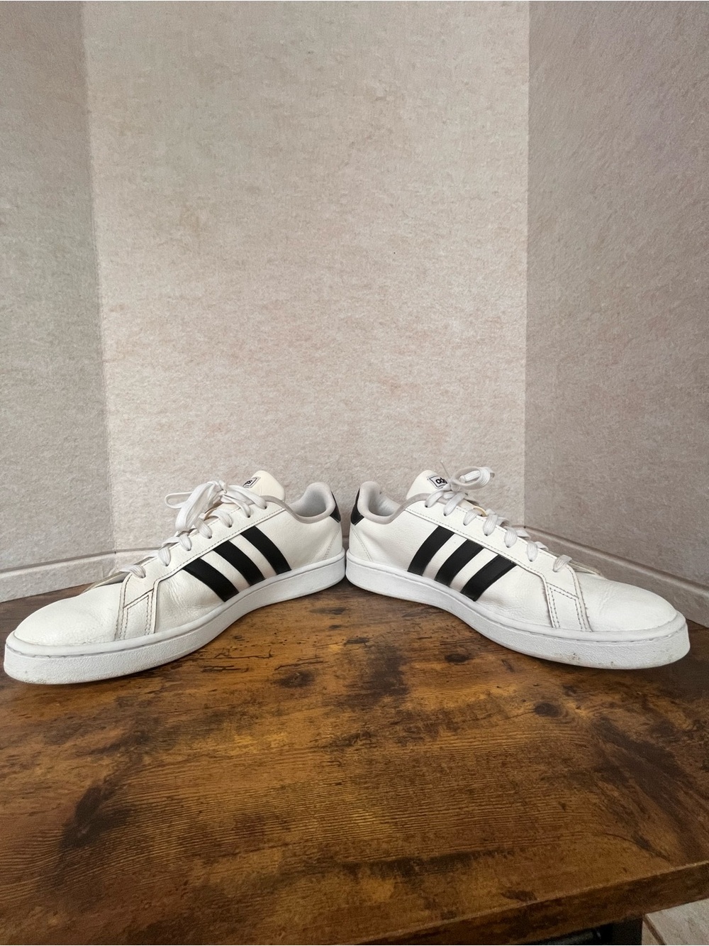 adidas White Low-Top Sneakers with Black Stripes